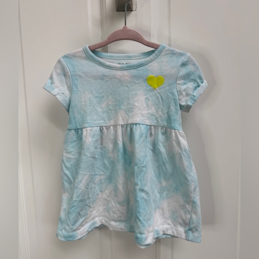NWOT Okie Dokie 12M Girls Blue & White Short Sleeve Dress